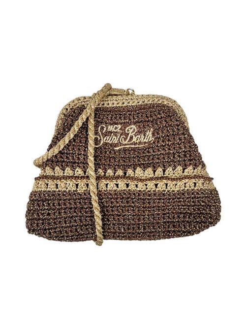 borsa donna piccola crochet lurex tabacco e oro. MC2 Saint Barth | CROCHET POUCH NLUREX 1118 EMB